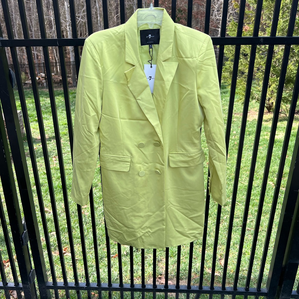 7 For All Mankind Green Long Blazer Jacket Women’s Med Nwt New